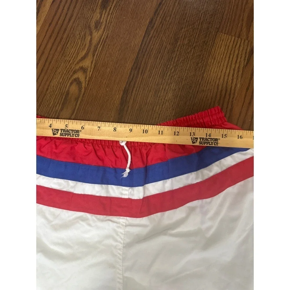 Vintage 80's Pacific Scene Striped Swim Red White Blue
